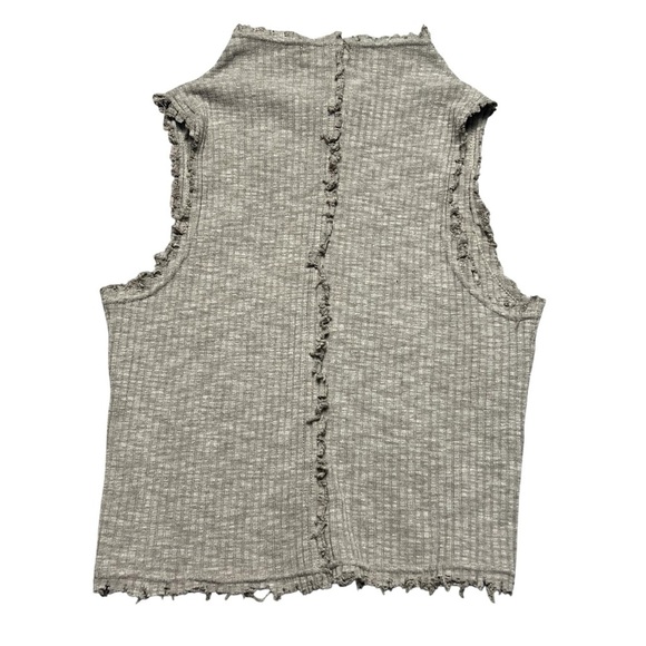 Miou Muse Ribbed Distressed Top Brown Size Medium - Picture 2 of 5